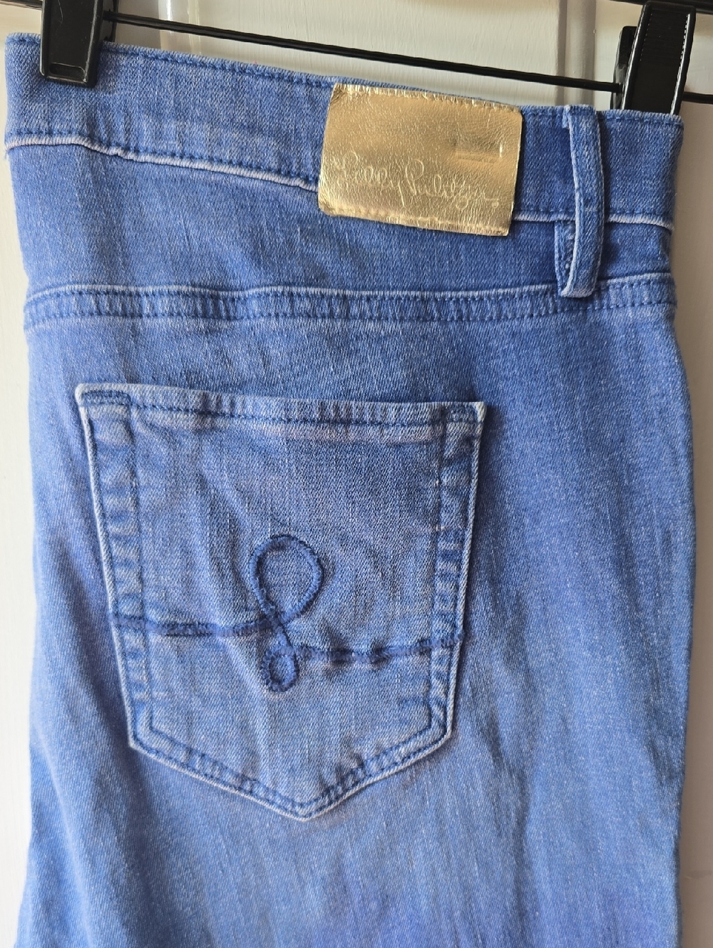 Lilly Pulitzer Blue Women's Jeans with Embroidered Back Pocket - Gold Patch
